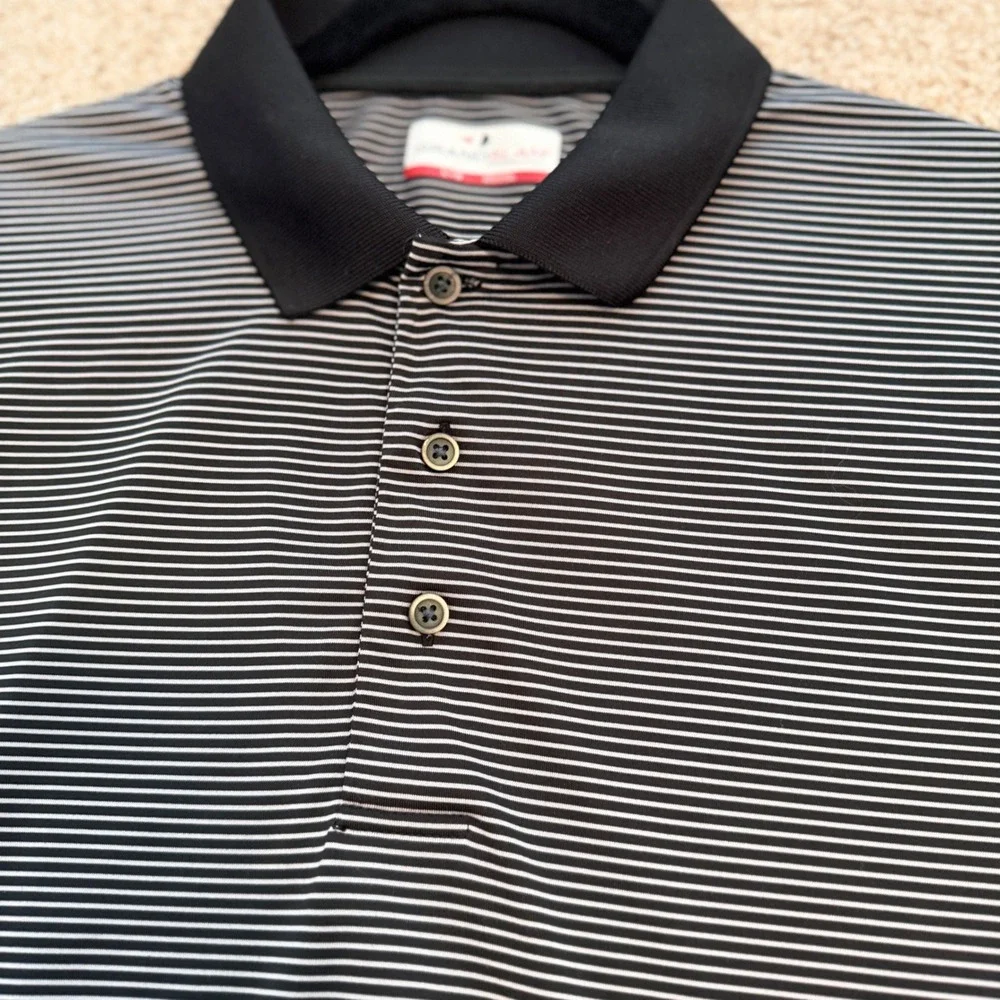 Grand Slam Performance Polo Shirt‎ Mens Large Black White Striped Golf